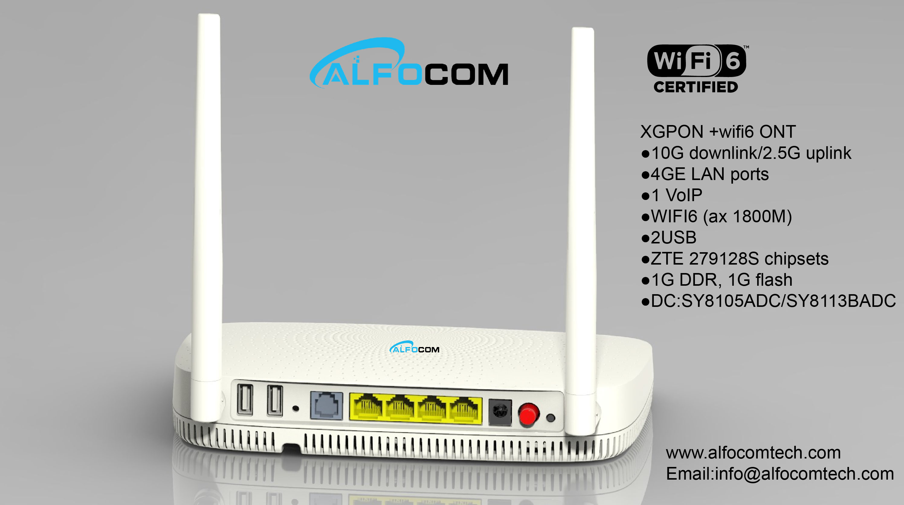 XGPON ONT AFXG 4100XW(4GE 1Pots WIFI6)